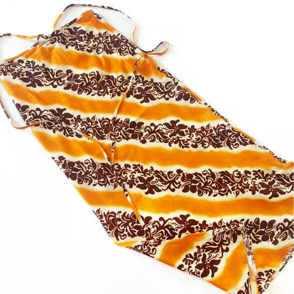 Christopher Esber Revolve Midi Silk Satin Orange Hibiscus Tie Waist Womens 8 New - Picture 2 of 8